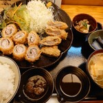 とんとん拍子 - ロースの梅シソ巻き定食とカットトンカツ