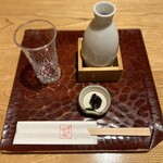 並木藪蕎麦 - 樽酒は、ねりみそ付き。