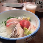 金時食堂 - お造り盛り合わせ(タイ、カンパチ、マグロ)
