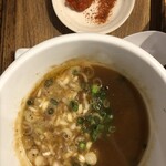 麺屋鈴春 - 濃厚鶏白湯つけ麺+カラカラ