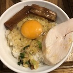 麺屋鈴春 - 濃厚鶏白湯つけ麺400g+生卵+半ライス