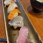 鮨　お料理　あお山 - 鯛、ヒラメ、サーモンなど満腹10貫♪