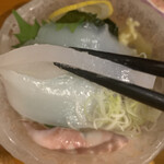 我飯 - 赤いか刺…身厚でねっとり旨い