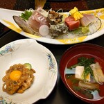 粋松亭 - お造りにお吸い物。