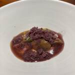 馳走西健一 - いちじくコンポート、パッションフルーツ　赤ワインシャーベット、フロマージュブラン