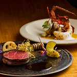 アトリエ - 料理写真:メイン：竹炭でグ和牛リルした大分・蒲江産イセエビ