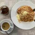 イノ文化洋食 - シーフードトマトパスタセット　1,500円