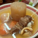 種一 - 大根(大)、玉子、ツブ貝、牛スジ、紅生姜天