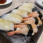 寿司の奥田 - やりいか・甘エビ（＠130円）