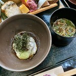 ふじや - 鮎のお刺身には大和芋。