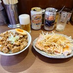 家系ラーメン大ちゃん - 食中酒①一番搾りとホロホロチャーシュー丼