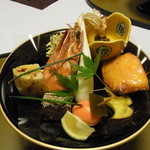 割烹旅館 湯の花荘 - 2014.10)１０月の料理（１２０００円）はこの前菜でスタート