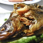 唐沢鉱泉 - 夕食（ニジマスの甘露煮）