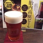 ONZE - 胎内高原ビールKupper

新作らしいです。
wienner style ragerとの事でどんなのかなーと思ってましたが，第一次世界大戦で一時消滅したスタイルだそうで，メキシコで復活したとか…
なにやら複雑な歴史のあるビールですが，フワーっとした甘みがあって，コクもしっかりなのに，軽くてグイグイいけちゃう感じ．
美味いです（≧∇≦）