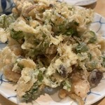 小料理 椿 - 天ぷらはキノコと九条ネギ