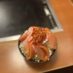 海鮮もんじゃ 片岡 - 辛（しん）もんじゃ  本当に辛いです。 でも辛いだけじゃなくて美味しいです。