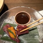 羊と饂飩 - 生しゃぶ雲丹醤油