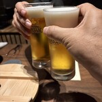 羊と饂飩 - まずは乾杯♪