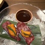 羊と饂飩 - 「生しゃぶ雲丹醤油」