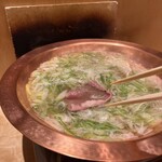 320428381 - ネギたっぷり〜桜肉しゃぶしゃぶ