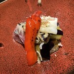 鮨 惣五郎 - 戻りがつおの加賀蓮根と野菜を添えて