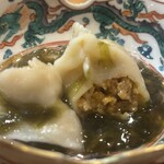 中国菜 火ノ鳥 - 雲丹と豚肉の水餃子福建海苔