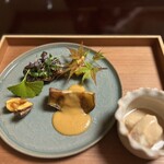 御料理 一燈 - 秋刀魚　栗　焼き茄子　黒無花果