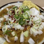 麺処 盛盛 - いつもの汁なしカレーそば（太麺）＋玉ねぎトッピング