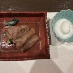 北の庵なごみ - しりおい牛のすき焼き　メレンゲと共に