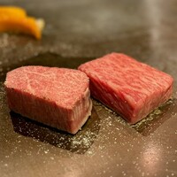 鉄板焼 雅 銀座 - 最高ランクA5山形牛サーロイン＋A5ランク山形牛フィレステーキの盛り合わせ 