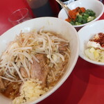 ラーメン二郎 - ラーメンミニ＋ニンニク少し＋青ネギ白ネギ