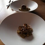 La Prima Pagina - 豚ヒレ､茄子､マッシュルームの温前菜♪