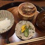 料理屋 仁 - ご飯とメヒカリ、お新香、汁物