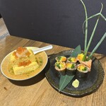キラクニ - 出汁巻き卵とサーモンたく巻き