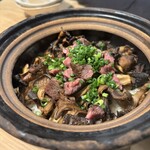 船橋洋品店 - フォアグラと和牛クリミと木ノ子／ポルチーニ茸の香りが最高！味変用に醤油バターが付いてきます。※かけ過ぎ注意