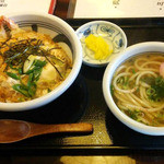 Sanukiudongaryuu - 天とじ定食　ミニかけうどん付　1000円