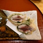 天ぷらふく西 禅と匠 - 秋刀魚の梅しそ挟み