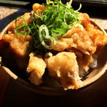 築港麺工房 - 鶏天小丼 サクサクです。
