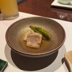 風凛 - 【先付】蒸し豚と翡翠茄子　柚子胡椒餡掛け
