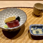 炎水 - 造り： 漬け鮪 雲丹 海苔佃煮