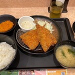 松のや - アジフライ（2枚）定食（ライス大盛）+コロッケ
