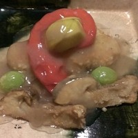 津田楼 - 松茸の揚げ物と万願寺唐辛子のあんかけ