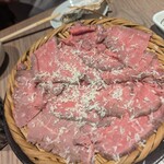 札幌かすそばtoてんぷら風土 - 山わさびが良い感じ　麺つゆ＋卵黄のソースでいただく