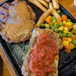 カナディアンロッキー - "ラムステーキ 120g ＋ ハーブチキン 120g" の ランチセット 1,970円（税込）。