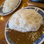 カナディアンロッキー - ランチコースに付く ”ロッキー カレー無料サービス” わたしがオーダーしたメガ盛りカレー。