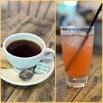 The LOAF Cafe - セットのホットコーヒーとピンクレモネード(炭酸入り)