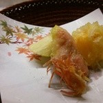 天麩羅　柿・無花果・マコモダケ・車海老の足