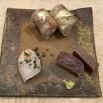 おかめ寿司 - まぐろ漬け、のどぐろ、鯵鮨