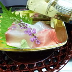 遊季の里 - 2014.10 お造り：鮪、はた、平目