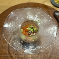 十皿 - 枝豆のブランマンジェ　海老とイクラ